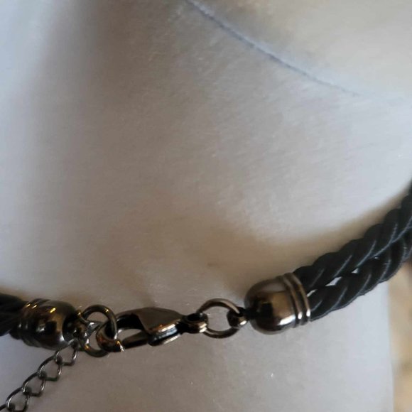 Stunning corded vintage necklace~ Copper beads with green turquoise stone - Picture 5 of 7